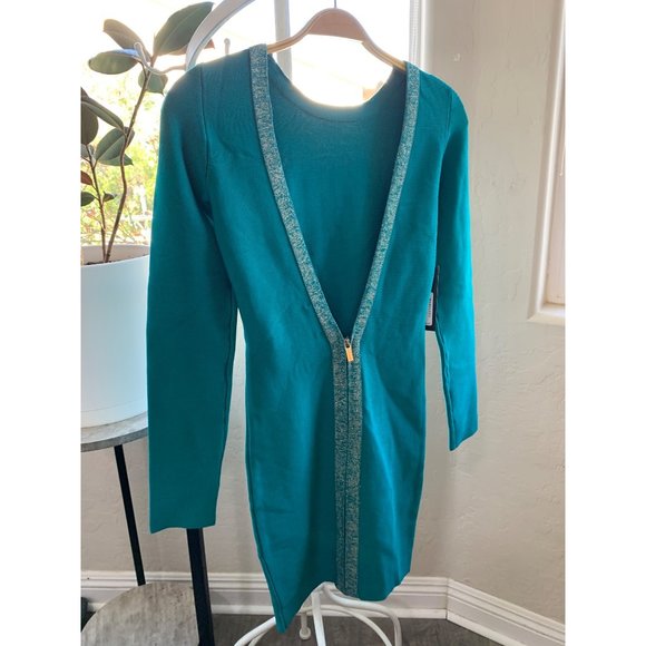 Marciano Los Angeles Aqua Bare Back Bandage Dress Small NWT Long Sleeve 6648 - Picture 11 of 16